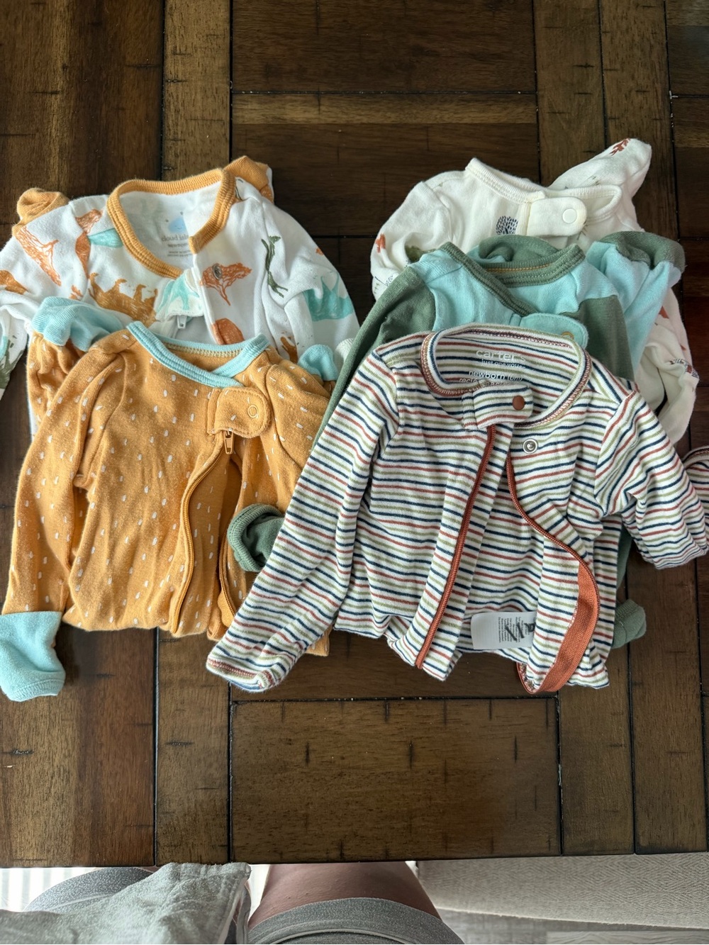 Assorted Baby Boy Newborn Set in Mustard, Mint & Stripes